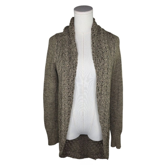 Eddie Bauer XS Cotton Open Knit Shawl Collar Cardigan Sweater Boho Layering - Picture 4 of 8